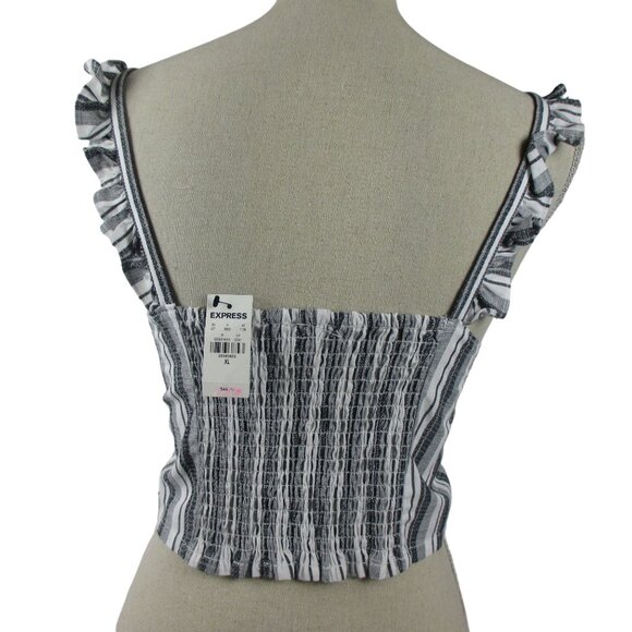 Express Cropped Cami Tops XL Lace White Black SET OF 2 NWT Boho Coastal Flirty - Picture 5 of 8